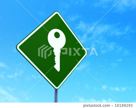 Security concept: Key on road sign background - Stock Illustration ...