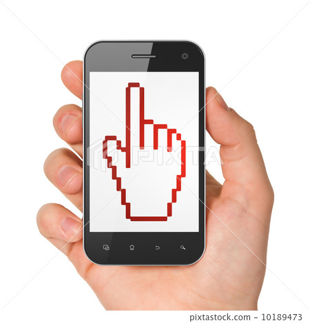 Social network concept: Mouse Cursor on smartphone 10189473