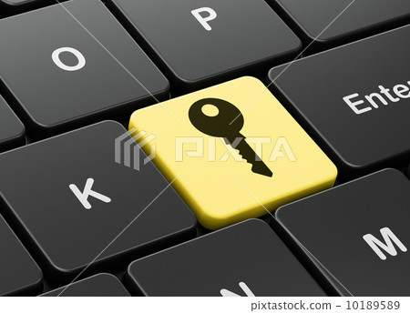 Safety concept: Key on computer keyboard... - Stock Illustration ...