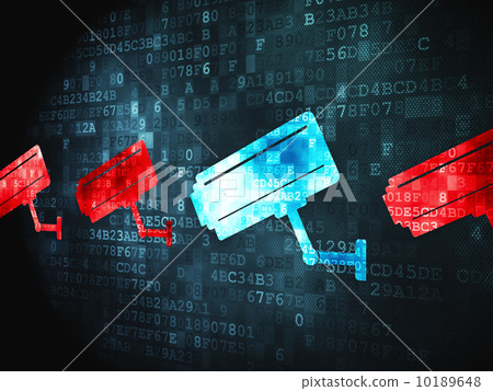 Privacy concept: Cctv Camera on digital background - Stock Illustration ...
