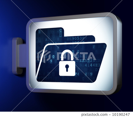 Business concept: Folder With Lock on billboard background Business concept: Folder With Lock on billboard background 10190247