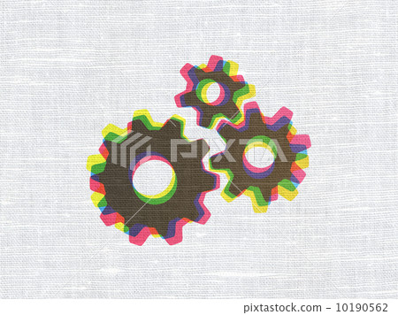 Information concept: Gears on fabric texture background 10190562