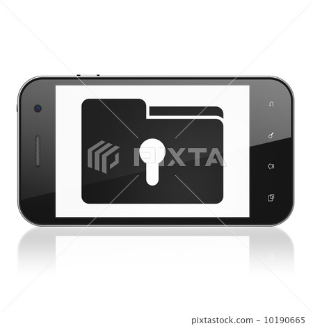 Finance concept: Folder With Keyhole on smartphone 10190665