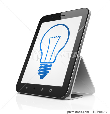 Finance concept: Light Bulb on tablet pc computer 10190667