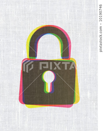 Data concept: Closed Padlock on fabric texture background Data concept: Closed Padlock on fabric texture background 10190746
