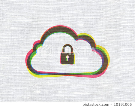 Cloud networking concept: Cloud With Padlock on fabric texture b Cloud networking concept: Cloud With Padlock on fabric texture b 10191006