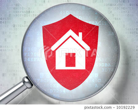 Protection concept: Shield with optical glass on digital backgr Protection concept: Shield with optical glass on digital backgr 10192229