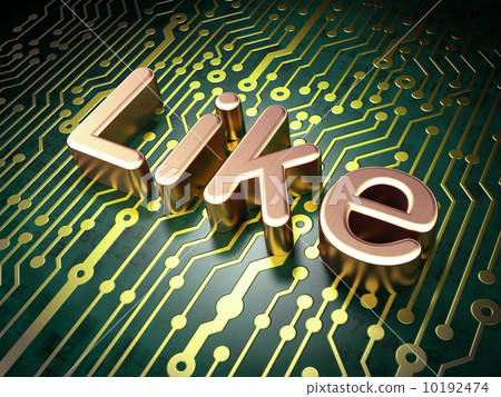 Social network concept: Like on circuit board background 10192474