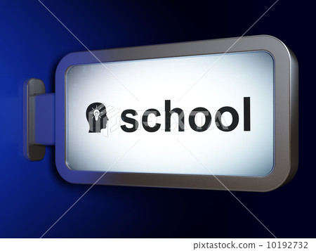 Education concept: School and Head With Light Bulb on billboard Education concept: School and Head With Light Bulb on billboard 10192732