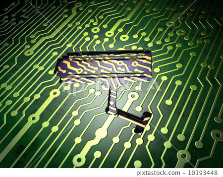 Privacy concept: Cctv Camera on circuit board background 10193448
