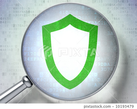 Security concept: Contoured Shield with optical glass on digita Security concept: Contoured Shield with optical glass on digita 10193479