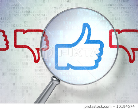 Social media concept: Like, Unlike with optical glass on digital 10194574