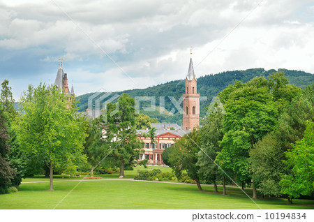 city park with lawns and castle city park with lawns and castle 10194834