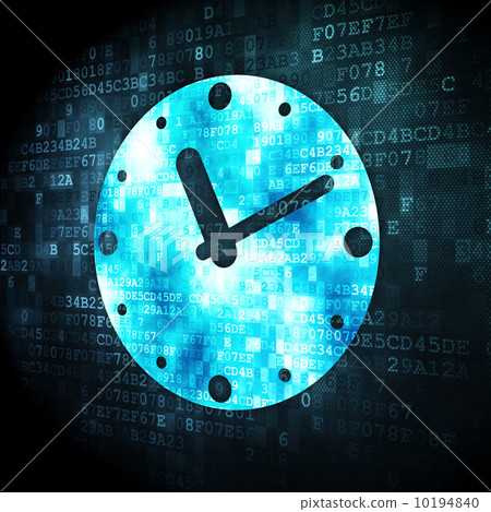 Timeline concept: Clock on digital background Timeline concept: Clock on digital background 10194840