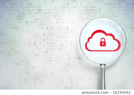 Cloud technology concept: Cloud With Padlock with optical glass Cloud technology concept: Cloud With Padlock with optical glass 10194842