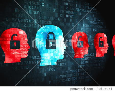 Safety concept: Head Whis Padlock on digital background Safety concept: Head Whis Padlock on digital background 10194971