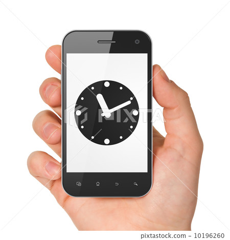 Timeline concept: Clock on smartphone Timeline concept: Clock on smartphone 10196260