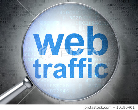 SEO web development concept: Web Traffic with optical glass 10196401