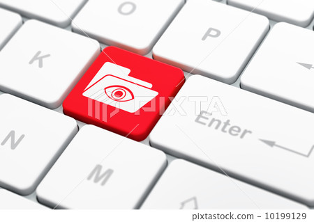 Business concept: Folder With Eye on computer keyboard backgroun 10199129
