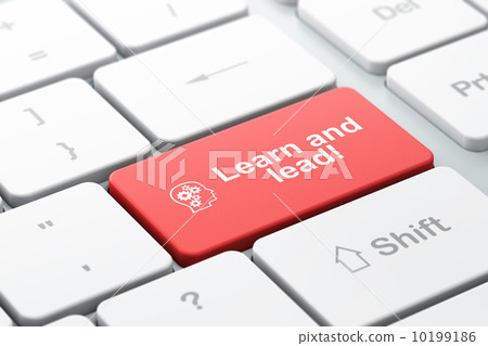 Education concept: Head With Gears and Learn and Lead! on comput Education concept: Head With Gears and Learn and Lead! on comput 10199186