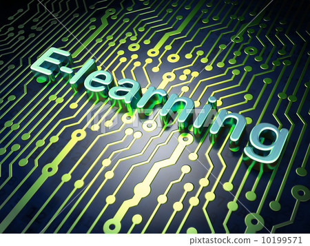 Education concept: E-learning on circuit board background 10199571