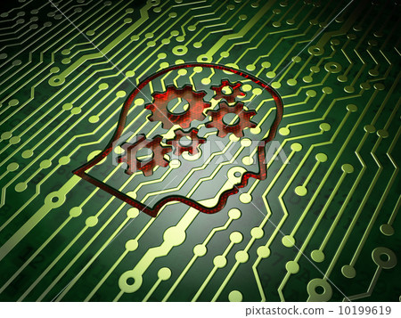 Education concept: Head With Gears on circuit board background 10199619