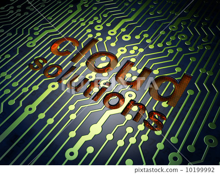 Cloud technology concept: Cloud Solutions on circuit board backg 10199992