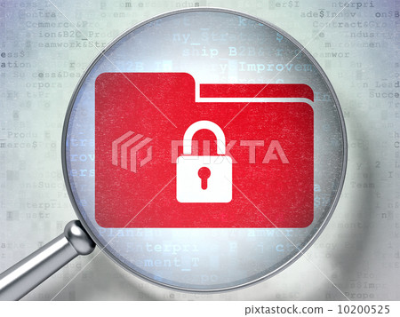 Finance concept:  Folder With Lock with optical glass on digital 10200525