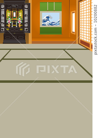 Illustration of a Japanese-style room with a Buddhist altar 10200882