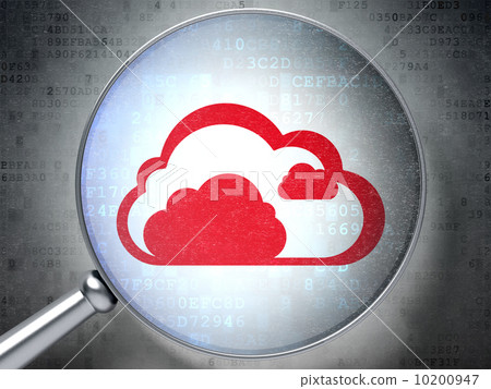 Cloud technology concept:  Cloud with optical glass on digital b 10200947