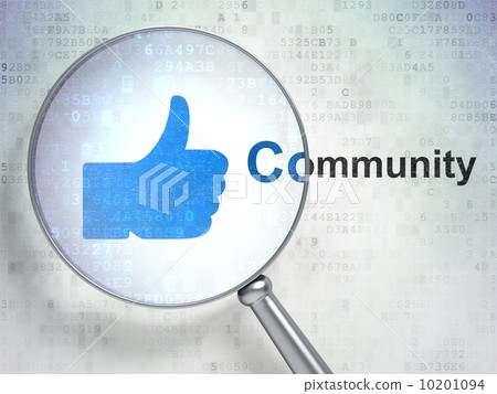 Social media concept: Like and Community with optical glass Social media concept: Like and Community with optical glass 10201094