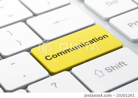 Advertising concept: Communication on computer keyboard backgrou 10201261