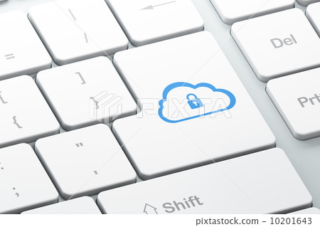 Cloud computing concept: Cloud With Padlock on computer keyboard Cloud computing concept: Cloud With Padlock on computer keyboard 10201643
