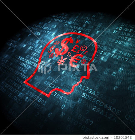 Finance concept: Head With Finance Symbol on digital background Finance concept: Head With Finance Symbol on digital background 10201848