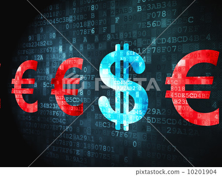 Currency concept: Dollar And Euro on digital background 10201904