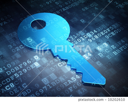 Protection concept: Blue Key on digital background 10202610