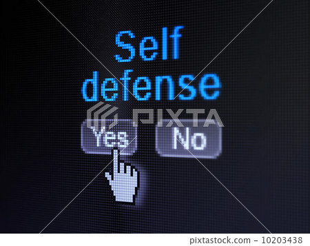 Protection concept: Self Defense on digital computer screen Protection concept: Self Defense on digital computer screen 10203438