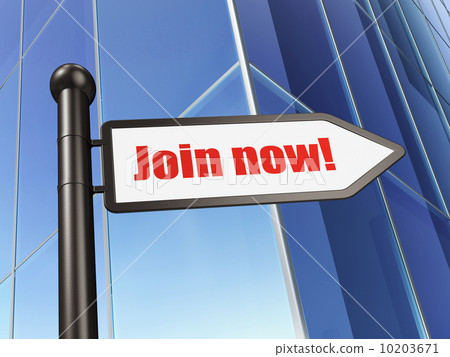 Social network concept: Join now! on Building background 10203671