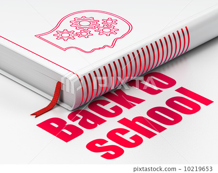 Education concept: book Head With Gears, Back to School on white background 10219653