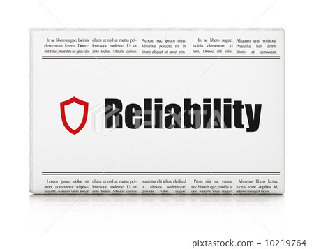 Business concept: newspaper with Reliability and Contoured Shield Business concept: newspaper with Reliability and Contoured Shield 10219764