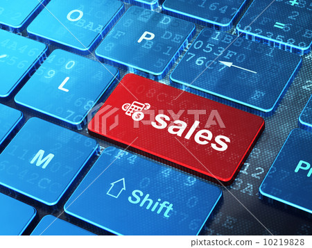 Advertising concept: Calculator and Sales on computer keyboard background 10219828
