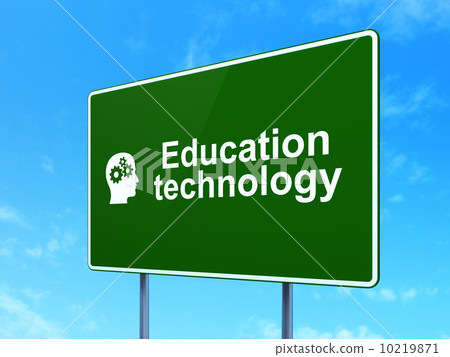 Education concept: Education Technology and Head With Gears on road sign background Education concept: Education Technology and Head With Gears on road sign background 10219871
