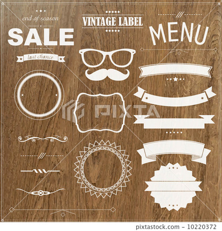 Set Of Vintage Badges With Wood Background Set Of Vintage Badges With Wood Background 10220372
