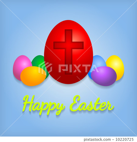 Happy Easter eggs card with cross symbol. 10220725