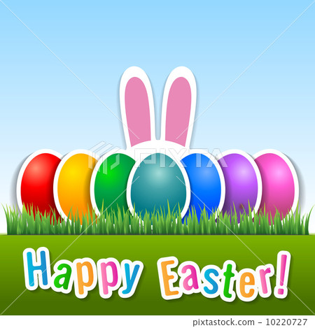 Happy Easter card with eggs and bunny ears. 10220727