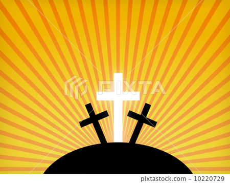 Silhouettes of crosses against a sunset sky. Easter background 10220729