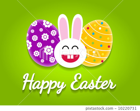 Happy easter card with easter eggs and bunny. Happy easter card with easter eggs and bunny. 10220731