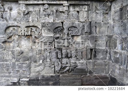 Bas-Relief  in Borobudur Temple. Jogjakarta Bas-Relief  in Borobudur Temple. Jogjakarta 10221684