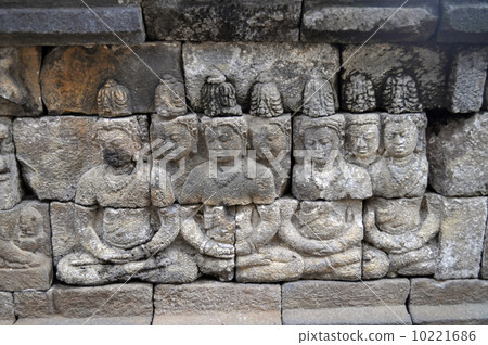Bas-Relief in Borobudur Temple. Jogjakarta Bas-Relief in Borobudur Temple. Jogjakarta 10221686