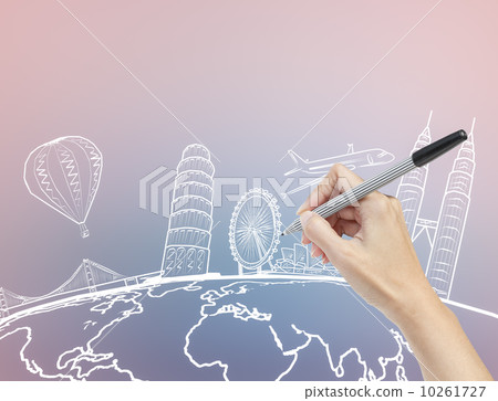 hand drawing the dream travel around the world hand drawing the dream travel around the world 10261727